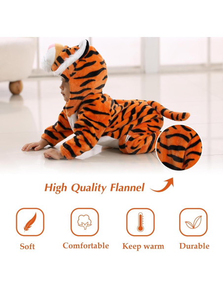 Disfraz de Tigre para Bebés TONWHAR 3-6 Meses Naranja