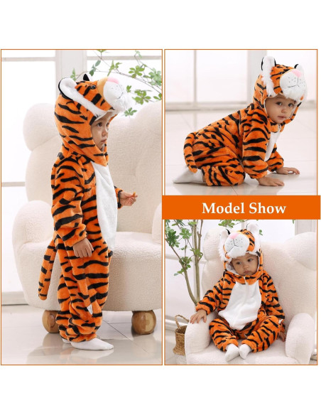 Disfraz de Tigre para Bebés TONWHAR 3-6 Meses Naranja