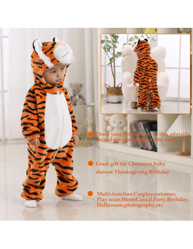 Disfraz de Tigre para Bebés TONWHAR 3-6 Meses Naranja