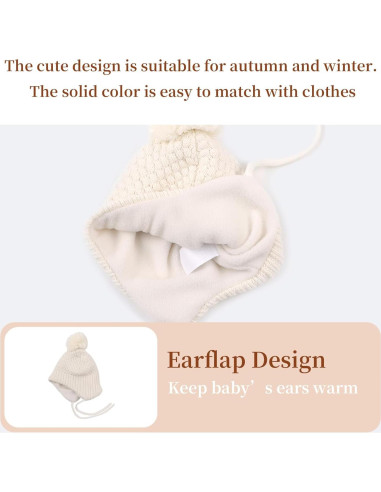 Gorro de Invierno para Niñas Bebés - Franela - 0 a 8 Años