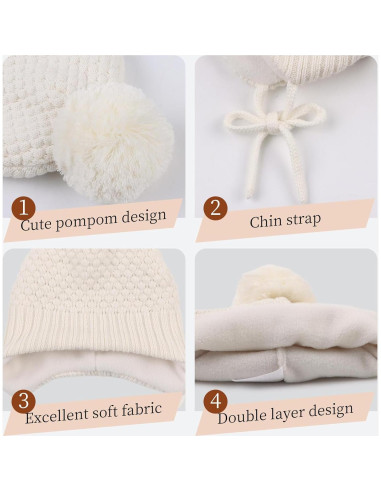 Gorro de Invierno para Niñas Bebés - Franela - 0 a 8 Años