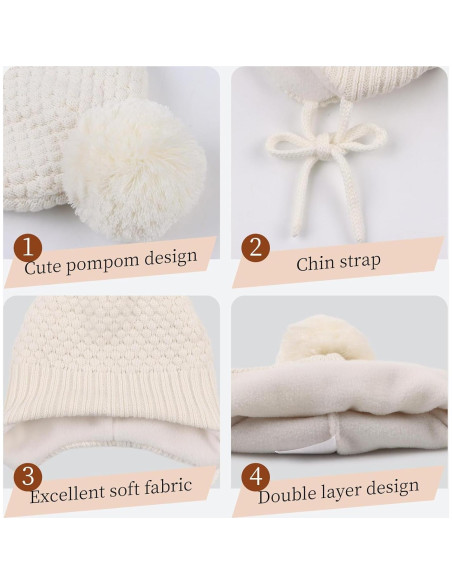 Gorro de Invierno para Niñas Bebés - Franela - 0 a 8 Años