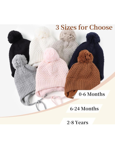 Gorro de Invierno para Niñas Bebés - Franela - 0 a 8 Años