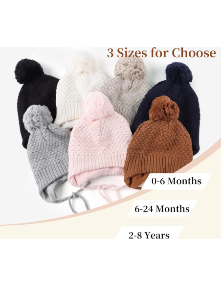 Gorro de Invierno para Niñas Bebés - Franela - 0 a 8 Años