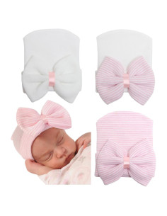 Gorros para Bebé Niña AQOKKA con Lazo Algodón Suave 0-3 Meses