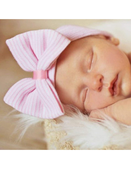 Gorros para Bebé Niña AQOKKA con Lazo Algodón Suave 0-3 Meses