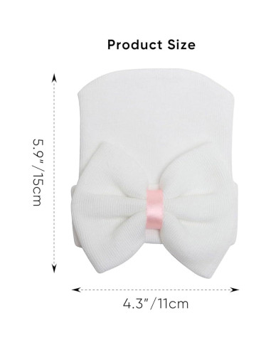 Gorros para Bebé Niña AQOKKA con Lazo Algodón Suave 0-3 Meses