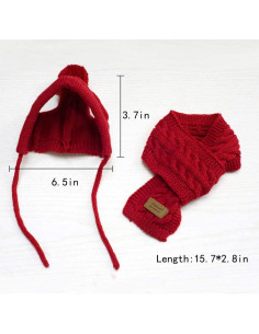 Conjunto de bufanda y gorro de lana para perros Goclothod 2