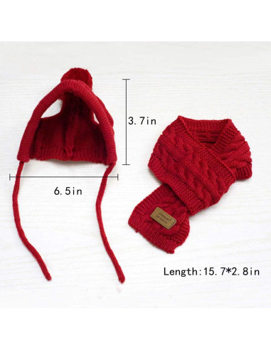 Conjunto de bufanda y gorro de lana para perros Goclothod