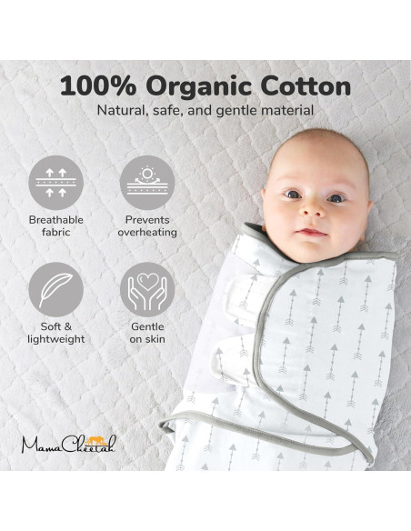 Saco de Envolver Mama Cheetah 100% Algodón Orgánico 1.8-3.2 kg