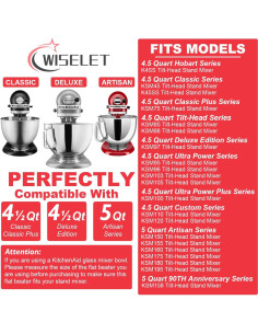 Batidor Plano de Acero Inoxidable Wiselet para KitchenAid 4.5-5qt 2