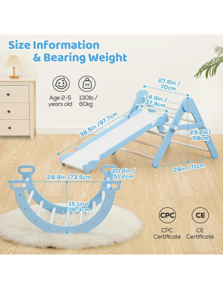 Conjunto de Escalada Montessori FUNLIO 3 en 1 - Azul