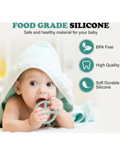 Anillo de Dentición ADORIPIE Verde - Silicona Segura 12.7 cm 2