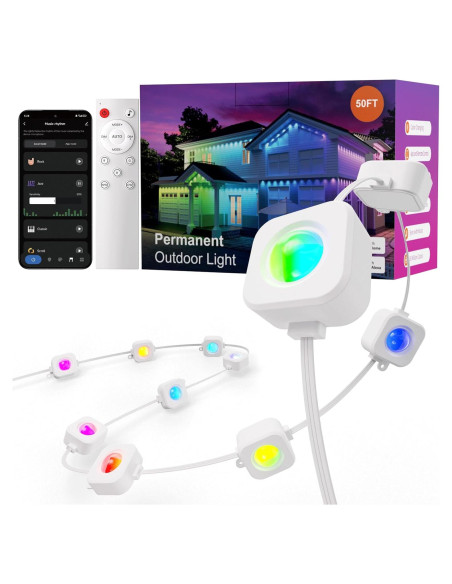 Luces Exteriores LED RGB 15.24m Fitop IP67 Control APP/Voz