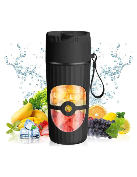 Mezclador Portátil PONDI de Vidrio 450ml Recargable USB-C Negro