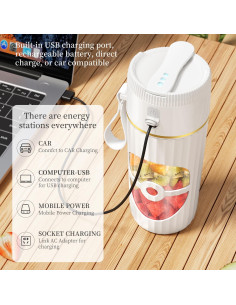 Mezclador Portátil PONDI de Vidrio 450ml Recargable USB-C Negro 2