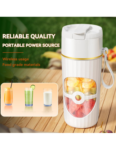 Mezclador Portátil PONDI de Vidrio 450ml Recargable USB-C Negro