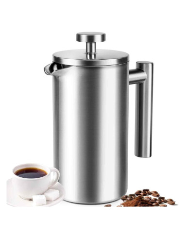 Prensa Francesa de Café AgcKuzt 34 oz Acero Inoxidable Doble Pared