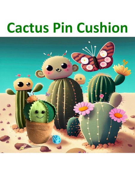 Alfiletero Cactus BusyPet con Alfileres de Mariposa 7x7x9cm
