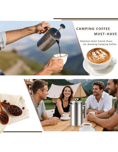 Prensa Francesa de Café AgcKuzt 34 oz Acero Inoxidable Doble Pared