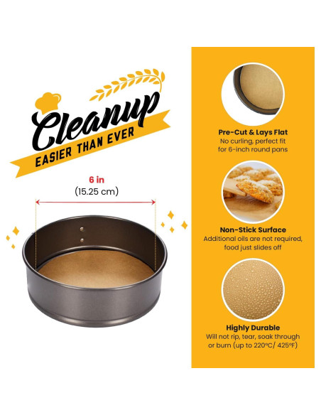 Hojas de Papel Pergamino Precortadas Baker's Signature 220 Unidades 15 cm