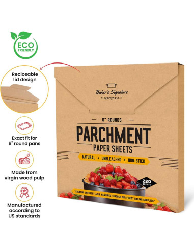 Hojas de Papel Pergamino Precortadas Baker's Signature 220 Unidades 15 cm