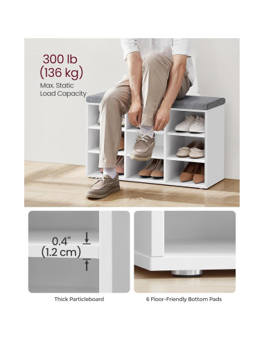 Banco de Almacenamiento VASAGLE CUSTOS 9 Compartimentos 48 cm