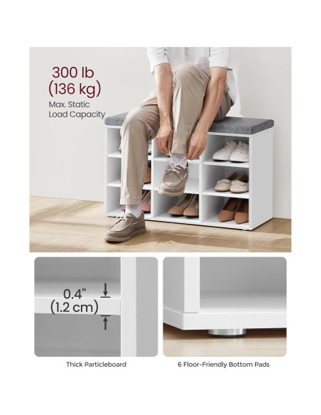 Banco de Almacenamiento VASAGLE CUSTOS 9 Compartimentos 48 cm