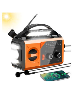 Radio de Emergencia Solar 20000mAh NOAA AM/FM - Naranja