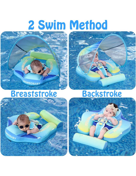 Flotador de Natación Mambobaby con Dosel UV 50+ para Bebés