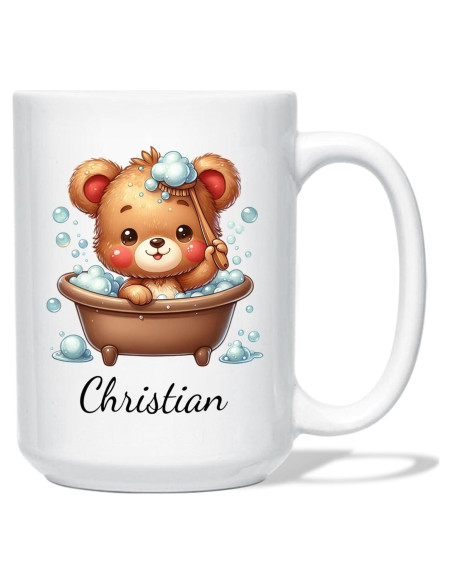 Taza de Cerámica Personalizada BixDori Oso en Baño 311ml/444ml
