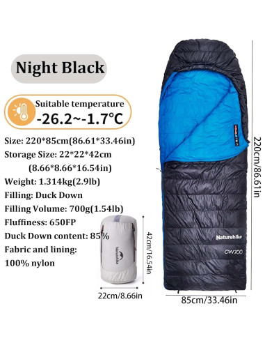 Saco de Dormir Ultraligero Windhike 700g Plumas -26.2C