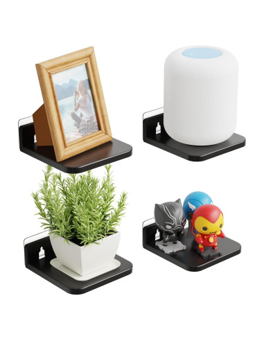 Estantes Flotantes Adhesivos Yieach 4 Piezas 12.7cm Negro