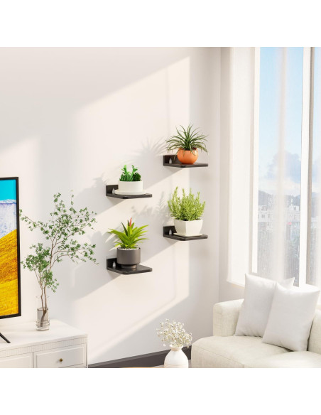 Estantes Flotantes Adhesivos Yieach 4 Piezas 12.7cm Negro