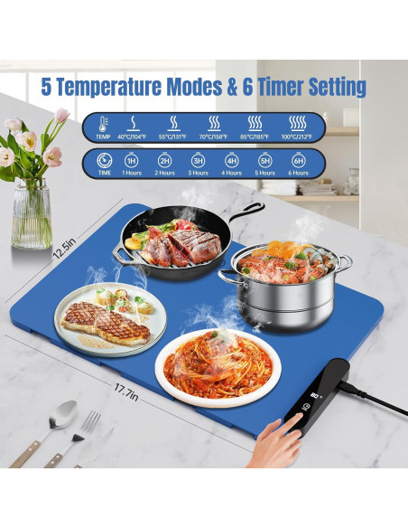 Bandeja Calentadora Eléctrica HASDSAGY 44.9x31.8cm 5 Temperaturas