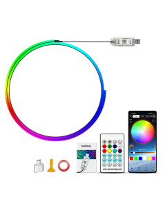 Luces LED RGB VAUNGIUG 110 cm para Coche Interior USB