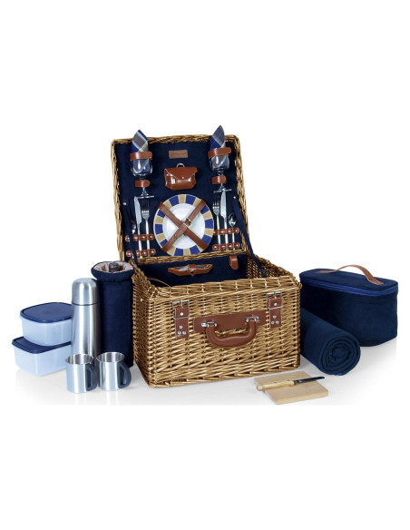 Canasto de Picnic Deluxe para 2 Picnic Time - Mimbre Azul