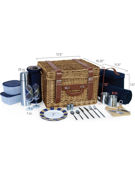 Canasto de Picnic Deluxe para 2 Picnic Time - Mimbre Azul