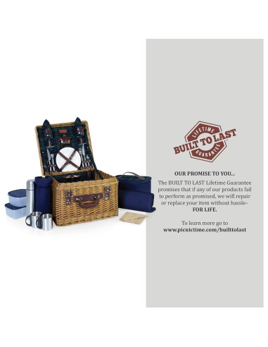 Canasto de Picnic Deluxe para 2 Picnic Time - Mimbre Azul
