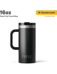Taza de Viaje RTIC 473ml Aislada Acero Inoxidable Negra 2