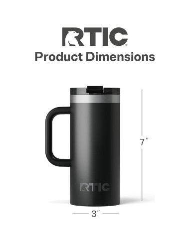 Taza de Viaje RTIC 473ml Aislada Acero Inoxidable Negra