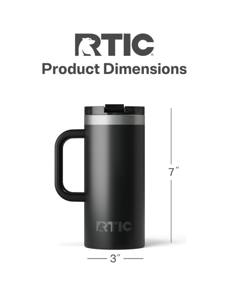 Taza de Viaje RTIC 473ml Aislada Acero Inoxidable Negra