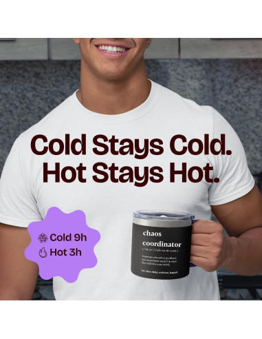 Taza de Viaje KLUBI 14oz Negra Aislada para Hombres