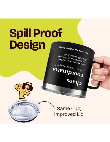 Taza de Viaje KLUBI 14oz Negra Aislada para Hombres