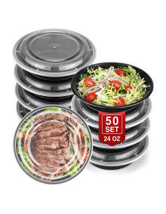 50 Recipientes de Almacenamiento NEEBAKE 24oz Apto Microondas