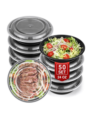 50 Recipientes de Almacenamiento NEEBAKE 24oz Apto Microondas