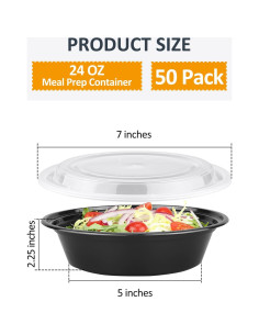 50 Recipientes de Almacenamiento NEEBAKE 24oz Apto Microondas 2