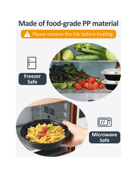 50 Recipientes de Almacenamiento NEEBAKE 24oz Apto Microondas