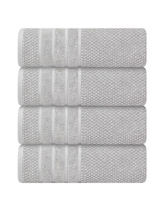 Juego de 4 Toallas de Baño CRAFTBERRY 100% Algodón Gris Claro