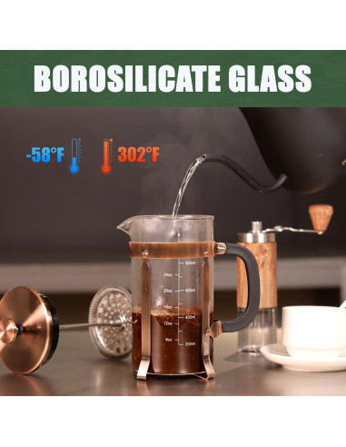 Prensa Francesa BeanNest 21oz Negra - Acero Inoxidable y Vidrio